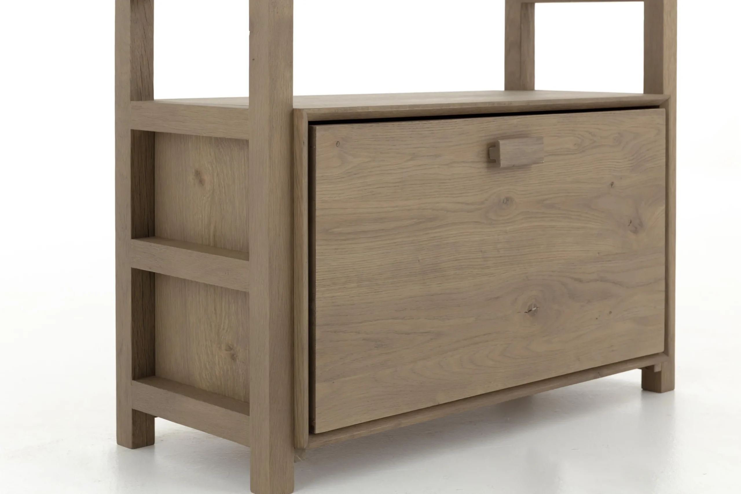 Aber, Etagere A Chaussures, Chene Patine, Avec Tringle De Placard