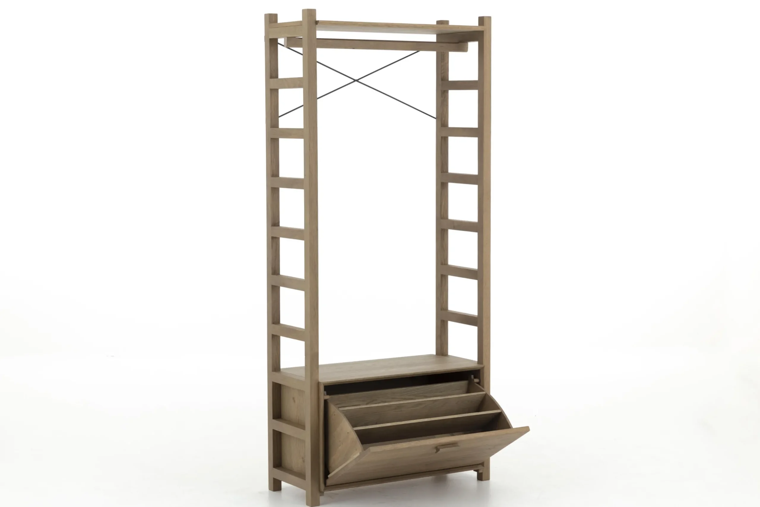 Aber, Etagere A Chaussures, Chene Patine, Avec Tringle De Placard