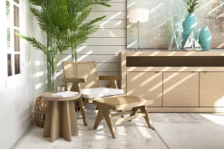 Argent, Table D'Appoint, Chene Patine, Ronde