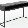 Armand, Table Console, Chene Noir Et Metal