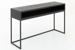 Armand, Table Console, Chene Noir Et Metal