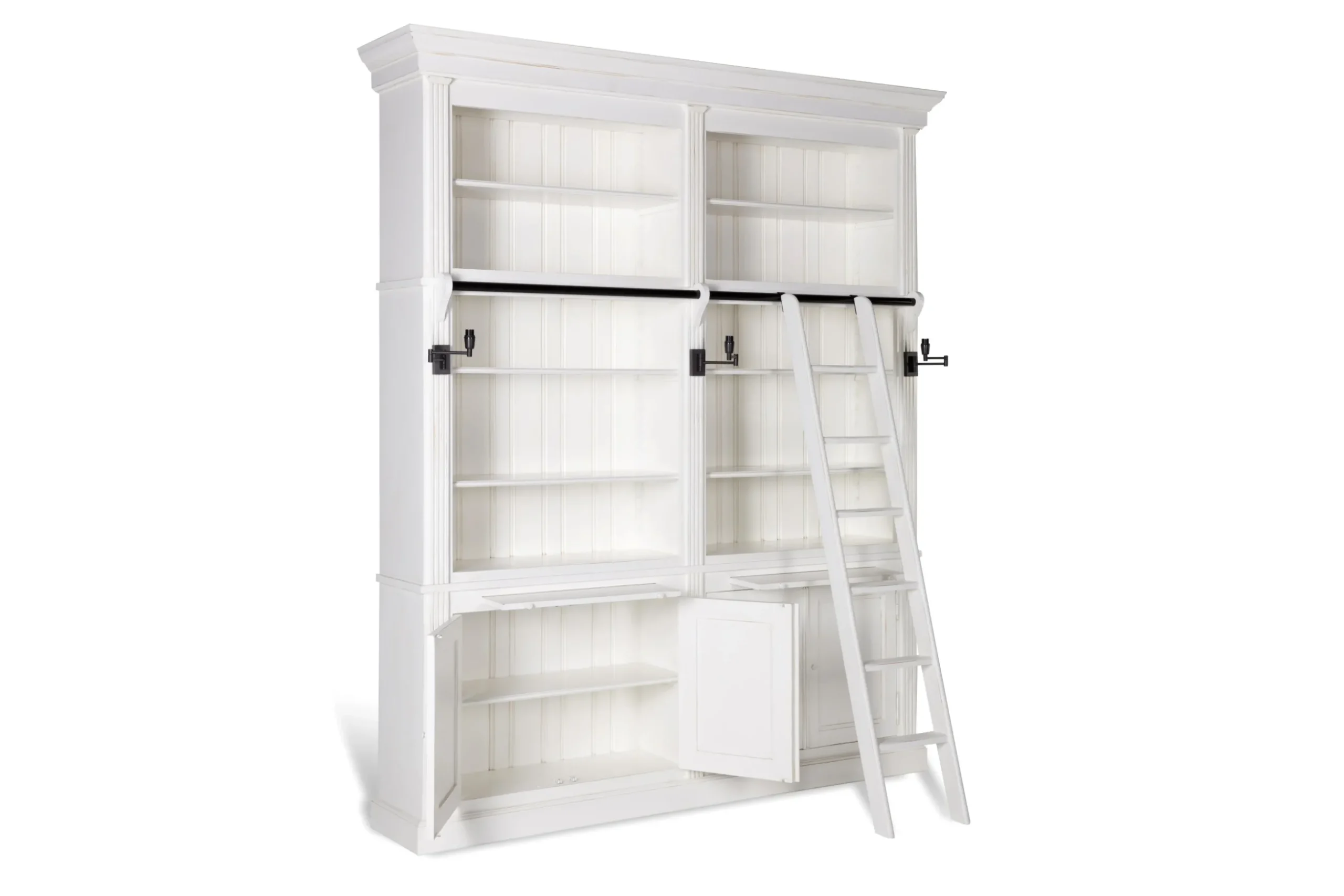 Balmore, Bibliotheque, Blanche, 2 Parties, Avec Echelle