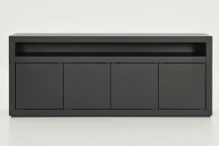 Bjorn, Buffet, Noir, 4 Portes, Avec Lumieres Led A Intensite Variable