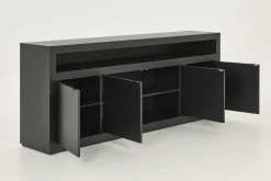 Bjorn, Buffet, Noir, 4 Portes, Avec Lumieres Led A Intensite Variable