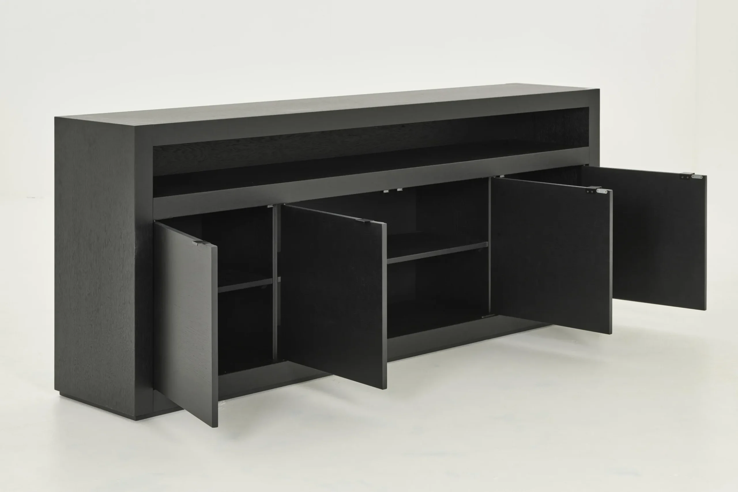 Bjorn, Buffet, Noir, 4 Portes, Avec Lumieres Led A Intensite Variable