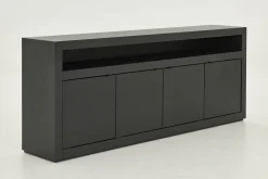 Bjorn, Buffet, Noir, 4 Portes, Avec Lumieres Led A Intensite Variable