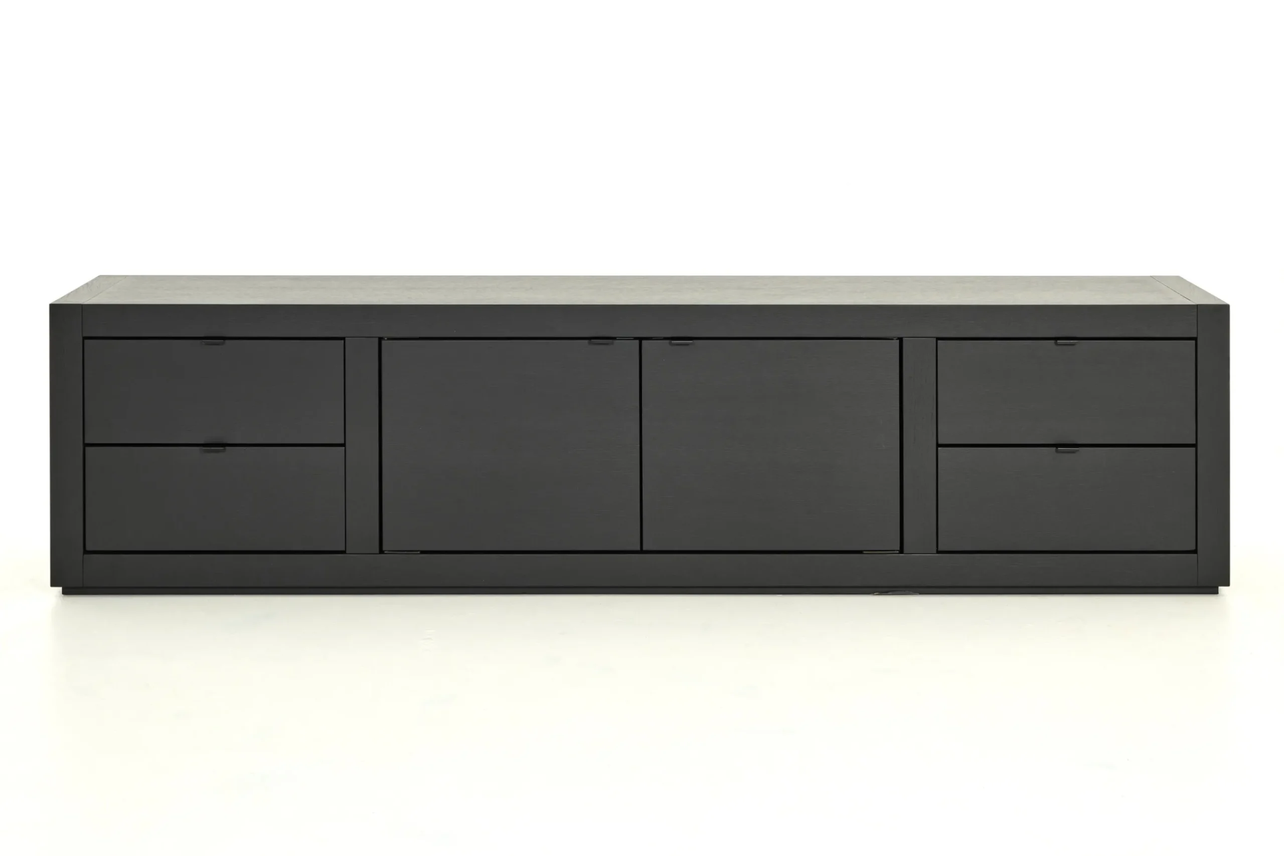 Bjorn, Meuble Tv, Noir, 2 Portes, 4 Tiroirs