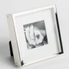Boites, Cadre Photo, Plaque Argent Et Laque, 8X8