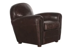 Burnham, Fauteuil Club, Marron Fonce, Cuir