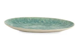 Cresta, Assiette De Service, Ceramique, Turquoise, Ovale