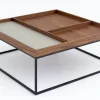 Jalon, Table Basse, Carree, Bois Et Metal