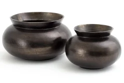 Jeddo, Vase, Metal, Noir, S