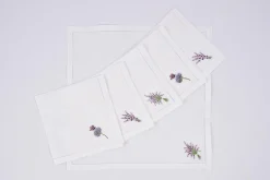Lavande, Serviette, Broderie, Lot De 6