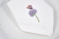 Lavande, Serviette, Broderie, Lot De 6