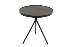 Madison, Table D'Appoint, Chene Et Metal, Ronde, 45 Cm, Marron Fonce