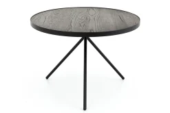 Madison, Table D'Appoint, Chene Et Metal, Ronde, 60 Cm, Marron Fonce