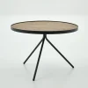 Madison, Table D'Appoint, Chene Et Metal, Ronde, 60 Cm, Marron Clair