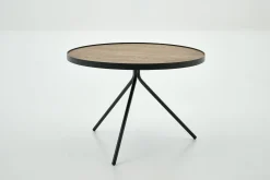 Madison, Table D'Appoint, Chene Et Metal, Ronde, 60 Cm, Marron Clair
