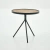 Madison, Table D'Appoint, Chene Et Metal, Ronde, 45 Cm, Marron Clair