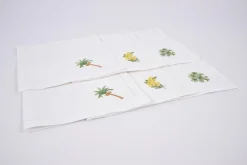Mimosa, Serviette, Broderie, Lot De 6