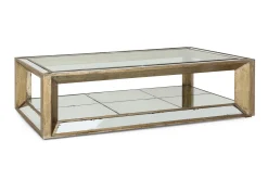 Mitchell, Table Basse, Rectangulaire, Verre Miroir Et Bois, 160X80