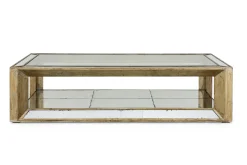 Mitchell, Table Basse, Rectangulaire, Verre Miroir Et Bois, 160X80