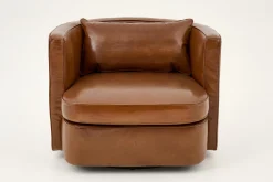 Nelia, Fauteuil, Cuir Cognoac, Rotatif