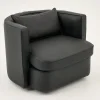 Nelia, Fauteuil, Cuir Noir, Rotatif