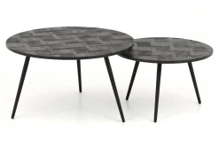 Robyn, Table Basse, Teck Recupere, Ronde, Ensemble De 2