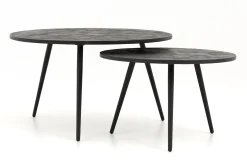 Robyn, Table Basse, Teck Recupere, Ronde, Ensemble De 2