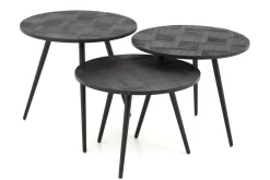 Robyn, Table D'Appoint, Teck Recupere, Ronde, Ensemble De 3
