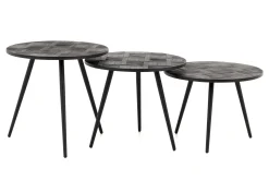 Robyn, Table D'Appoint, Teck Recupere, Ronde, Ensemble De 3