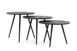 Robyn, Table D'Appoint, Teck Recupere, Ronde, Ensemble De 3