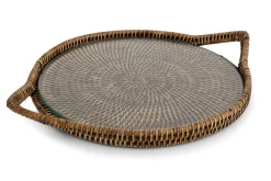 Togo, Plateau, Rond, Avec Verre, Reed