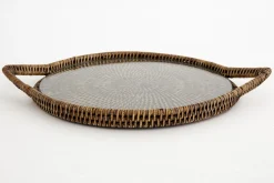 Togo, Plateau, Rond, Avec Verre, Reed