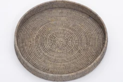 Togo, Plateau, Rond, Roseau, Gris, 48Cm